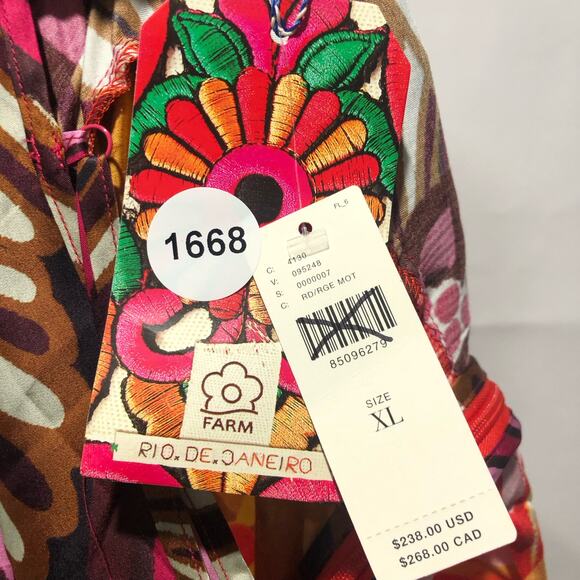 Farm Rio X Anthropologie Printed Slip Dress Multicolor Size XL NWT - Picture 10 of 11